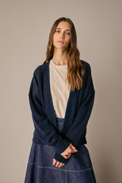 Cardigan senza bottoni in lana e alpaca