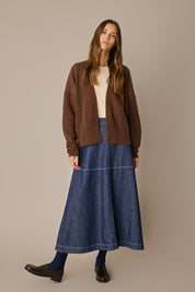 Cardigan senza bottoni in lana e alpaca