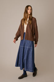 Cardigan senza bottoni in lana e alpaca