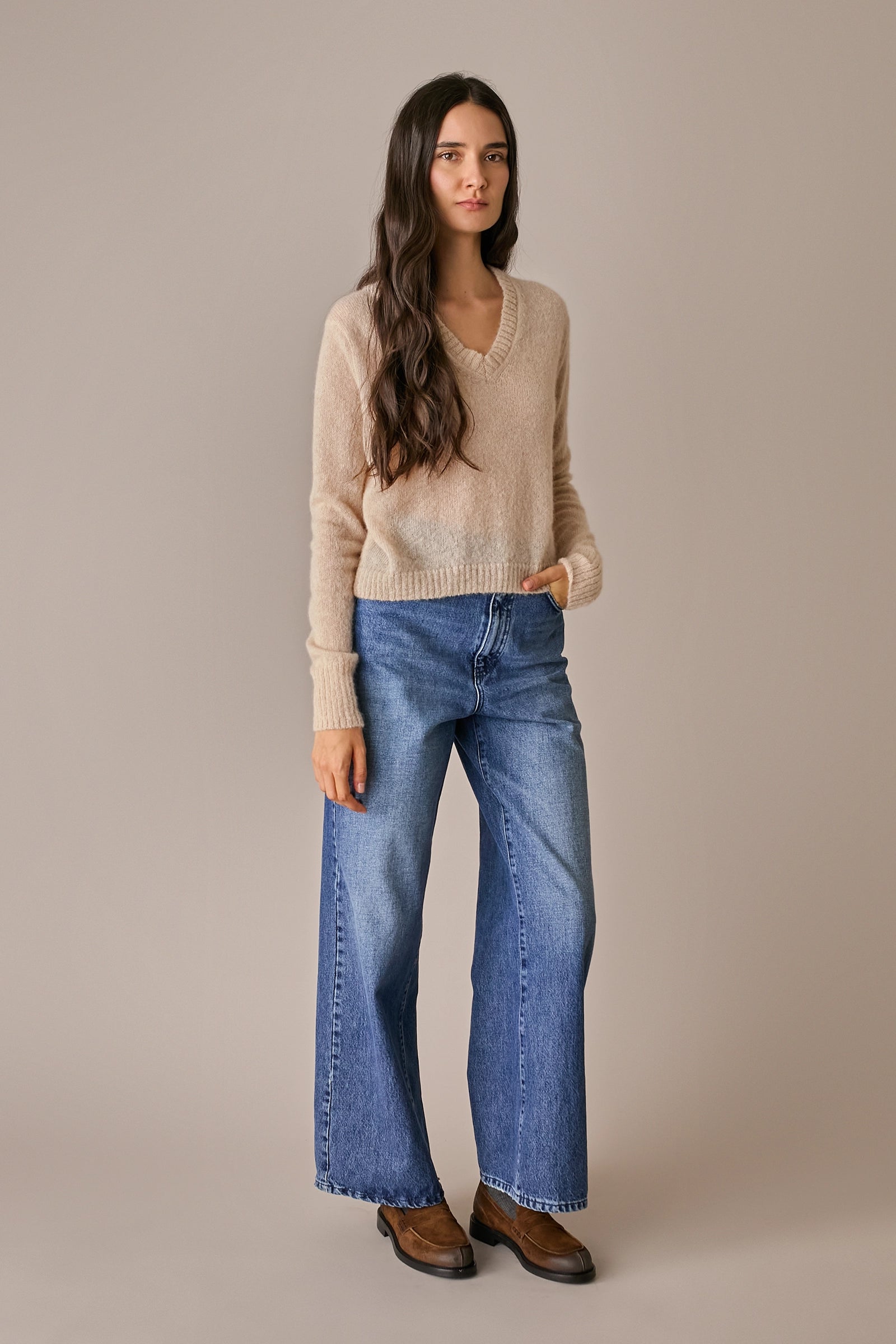 Maglia boxy in alpaca e mohair