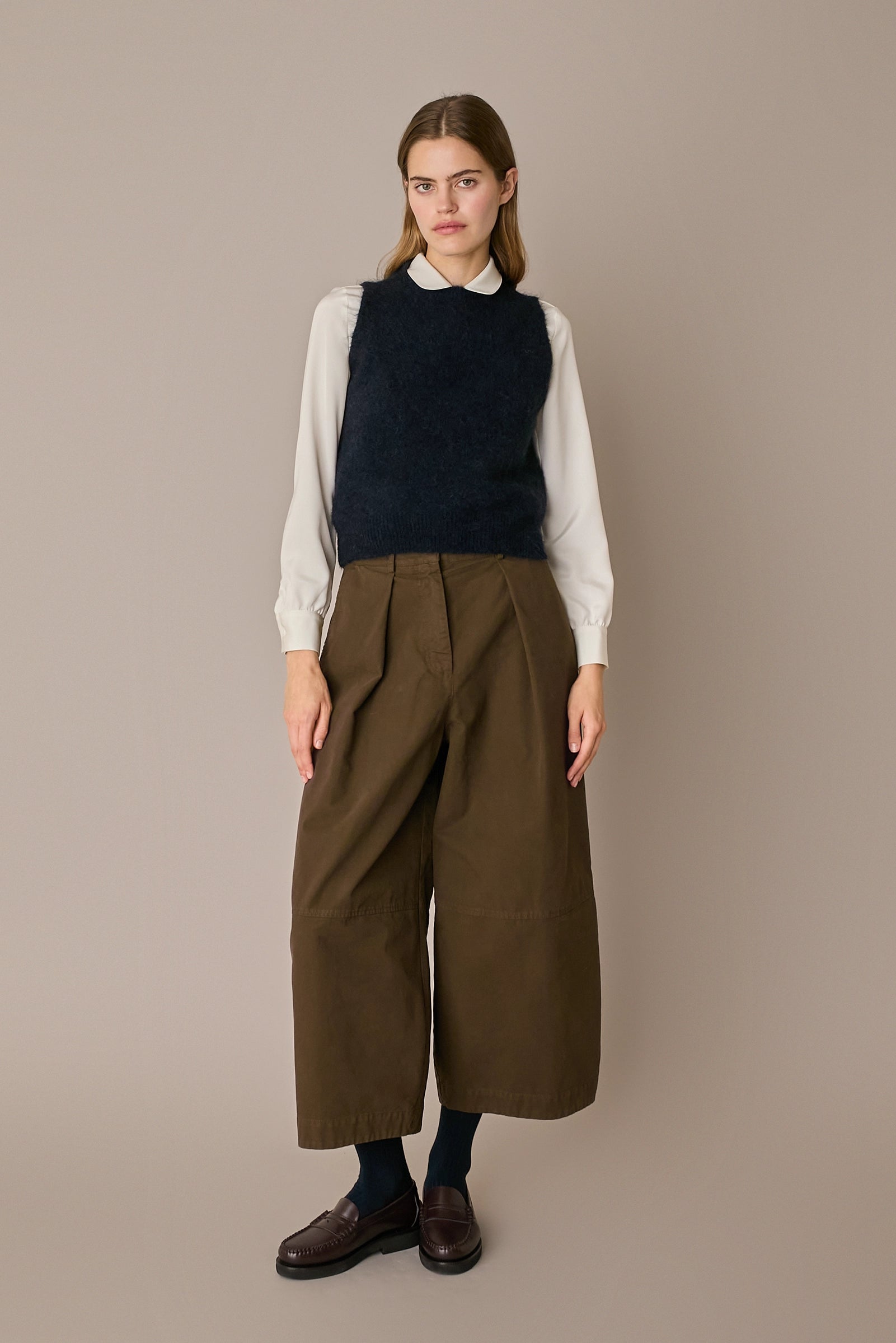 Gilet in lana e mohair blu navy, vestibilità regolare