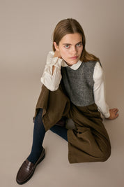 Gilet in lana e mohair grigio, vestibilità regolare e struttura in lana e mohair