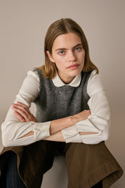 Gilet in lana e mohair grigio