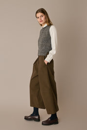 Gilet in lana e mohair grigio, spacchi laterali