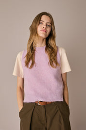 Gilet in lana e mohair rosa, in lana e mohair, vestibilità regolare