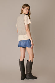 Gilet in lana e mohair beige, vestibilità regolare