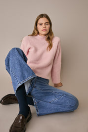 Maglia con collo vulcano rosa