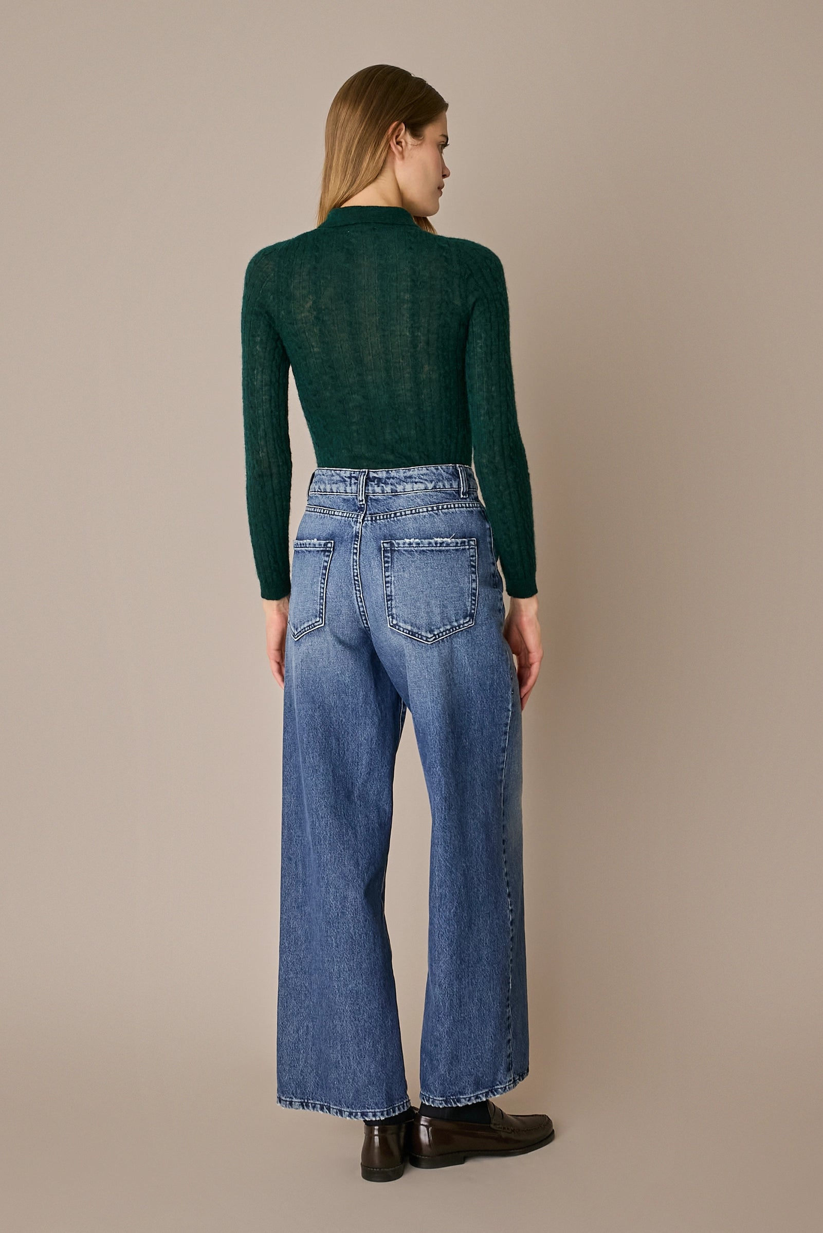 Maglia a trecce con colletto