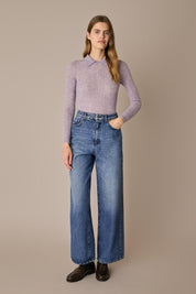 Maglia a trecce con colletto