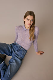 Maglia a trecce con colletto