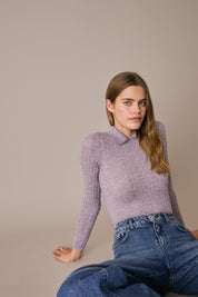 Maglia a trecce con colletto