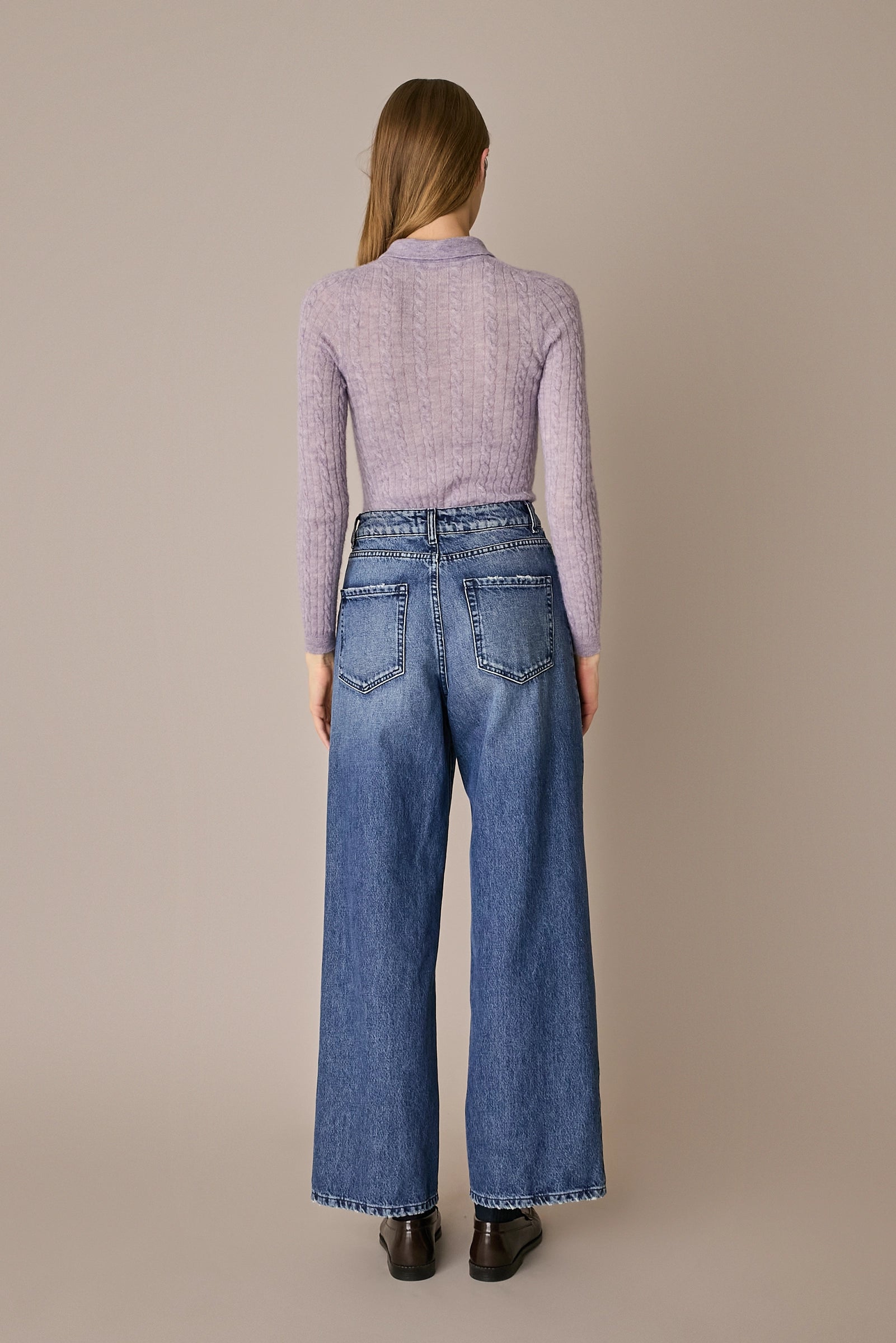 Maglia a trecce con colletto
