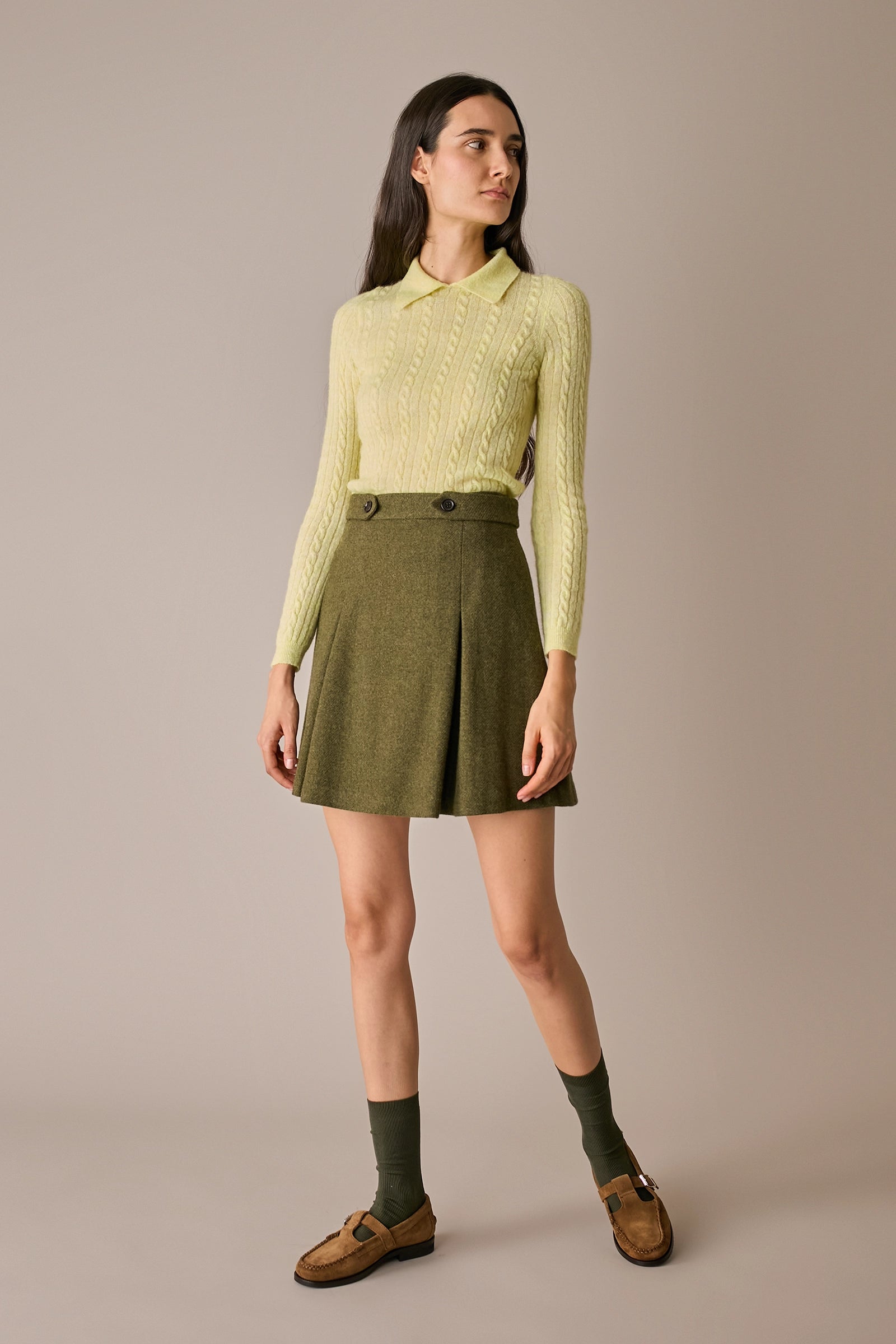 Maglia a trecce con colletto