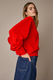 Maglia over con scollo a V rosso con scollo a V