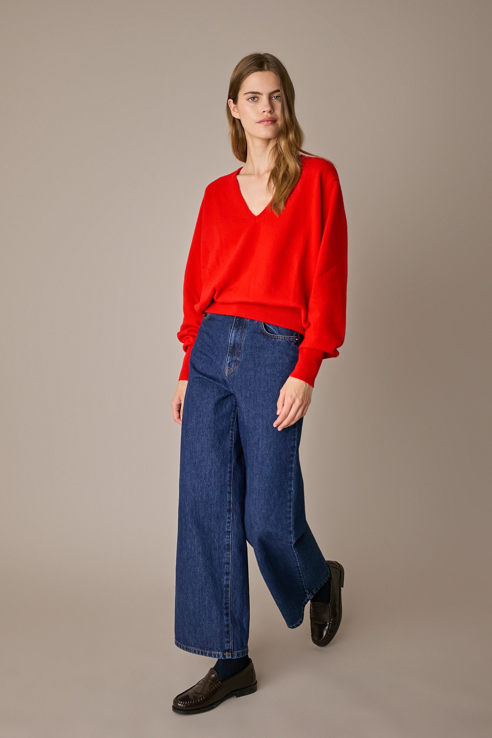 Maglia over con scollo a V rosso