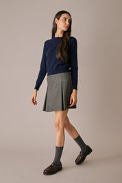 maglia girocollo in lana e cashmere, lana e cashmere, blu navy