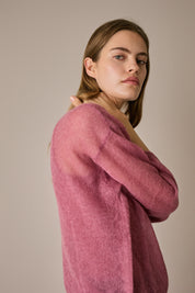 Girocollo con maniche ampie in blend di mohair