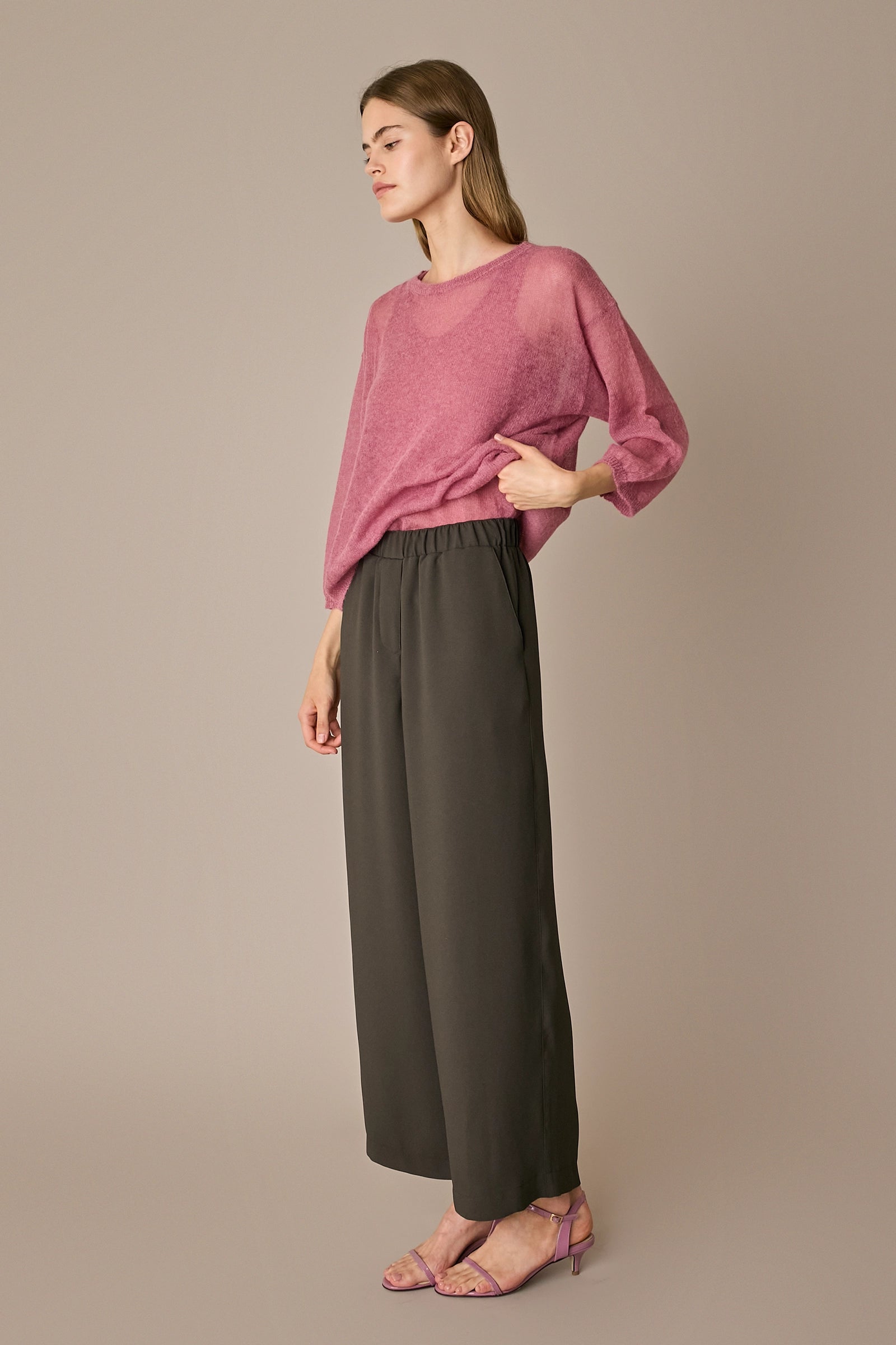 Girocollo con maniche ampie in blend di mohair