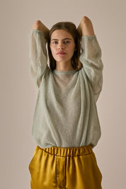 Girocollo con maniche ampie in blend di mohair