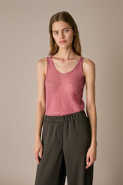 Canotta in blend di mohair rosa antico