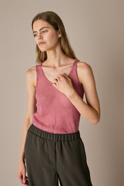 Canotta in blend di mohair rosa antico, scollo a V