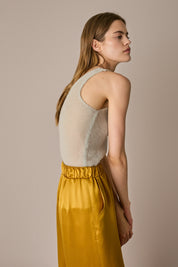 Canotta in blend di mohair acqua, scollo a V in blend di mohair