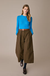 Maglia girocollo sottile in alpaca e mohair