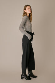 Maglia girocollo sottile in alpaca e mohair