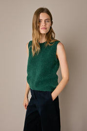 Gilet in blend di alpaca e lana verde