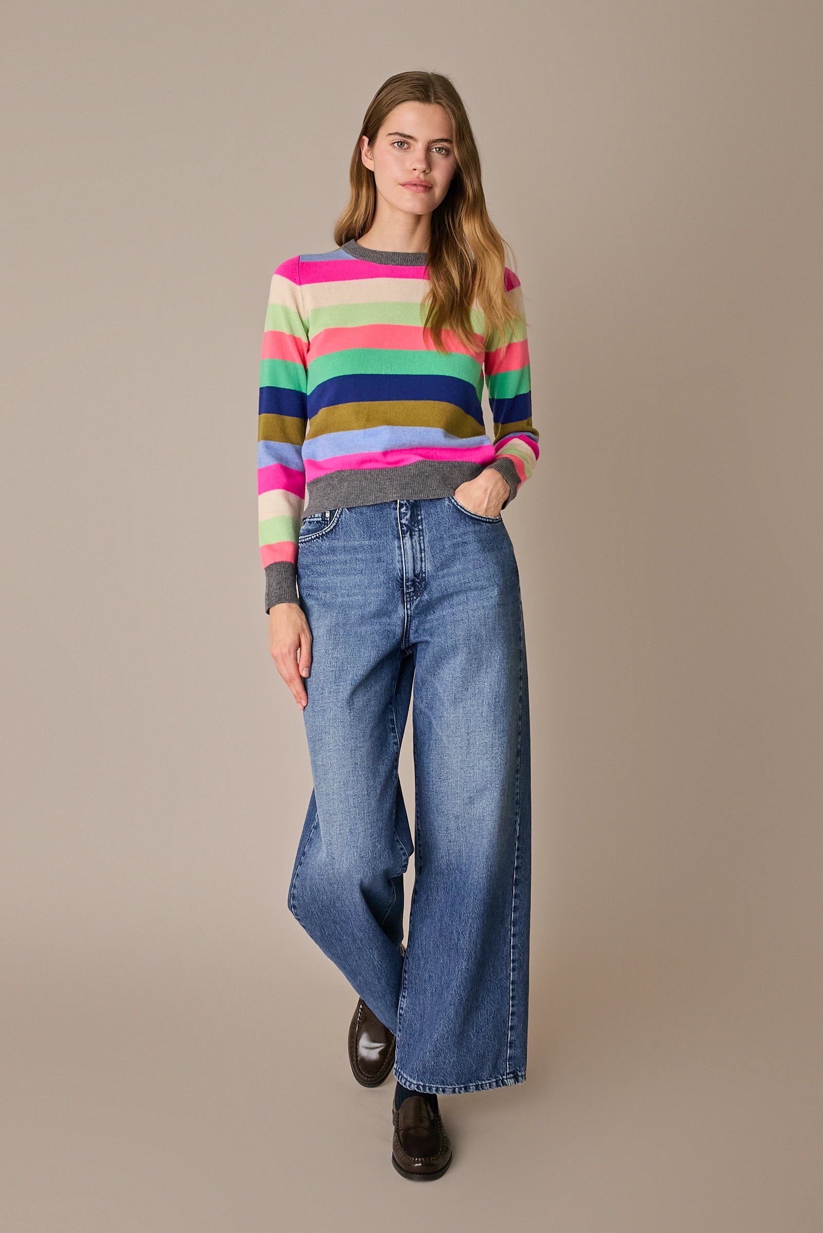 Maglia a righe in lana e cashmere