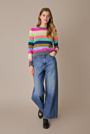 Maglia a righe in lana e cashmere