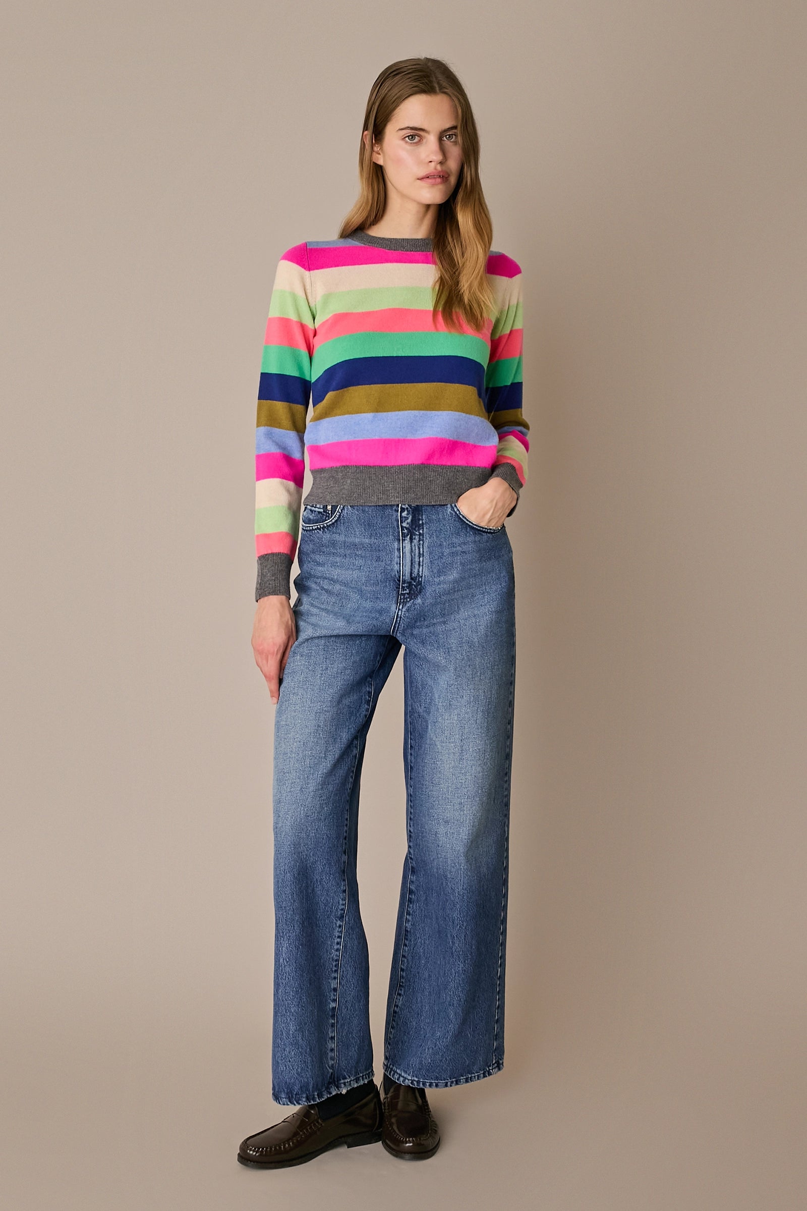 Maglia a righe in lana e cashmere
