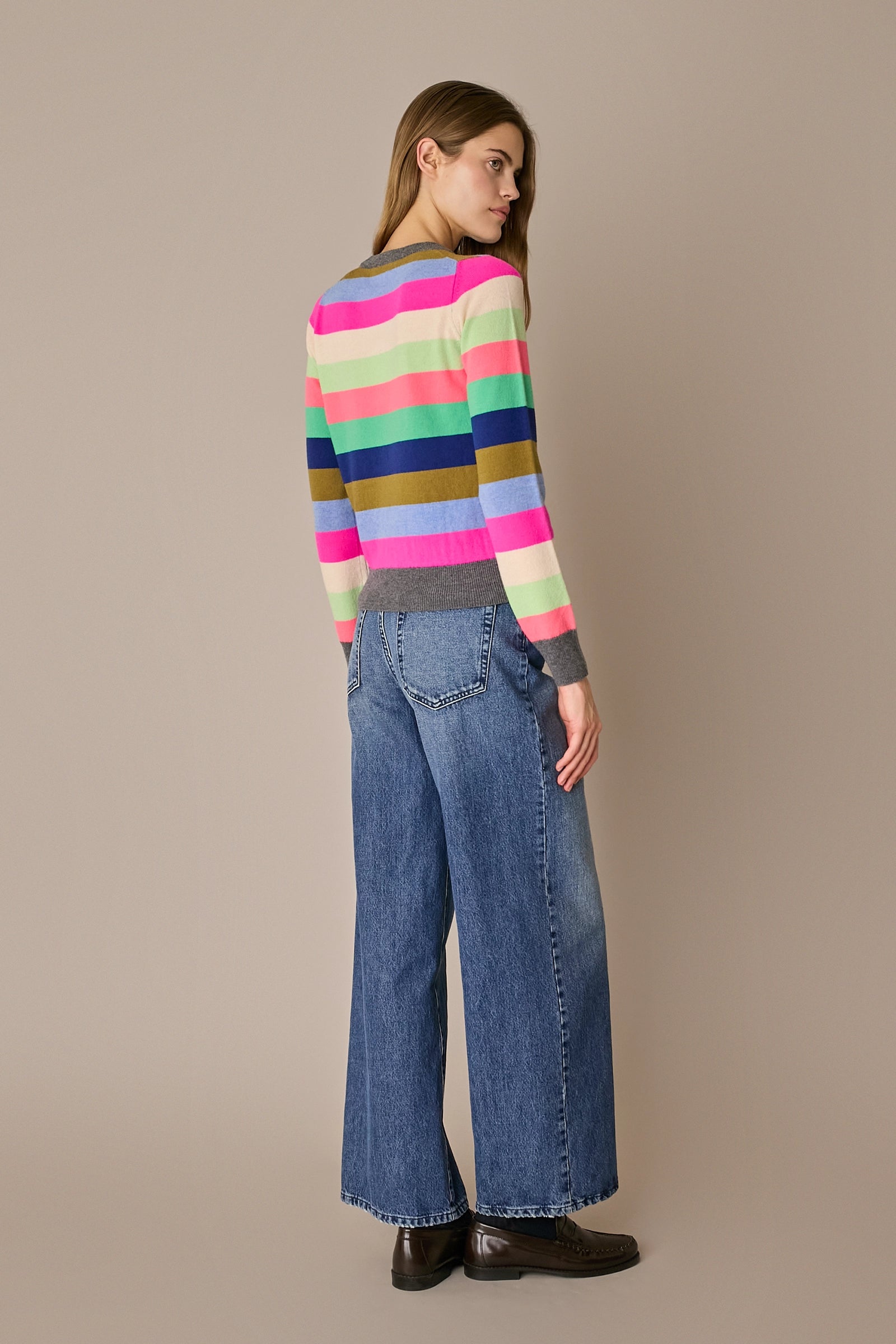 Maglia a righe in lana e cashmere