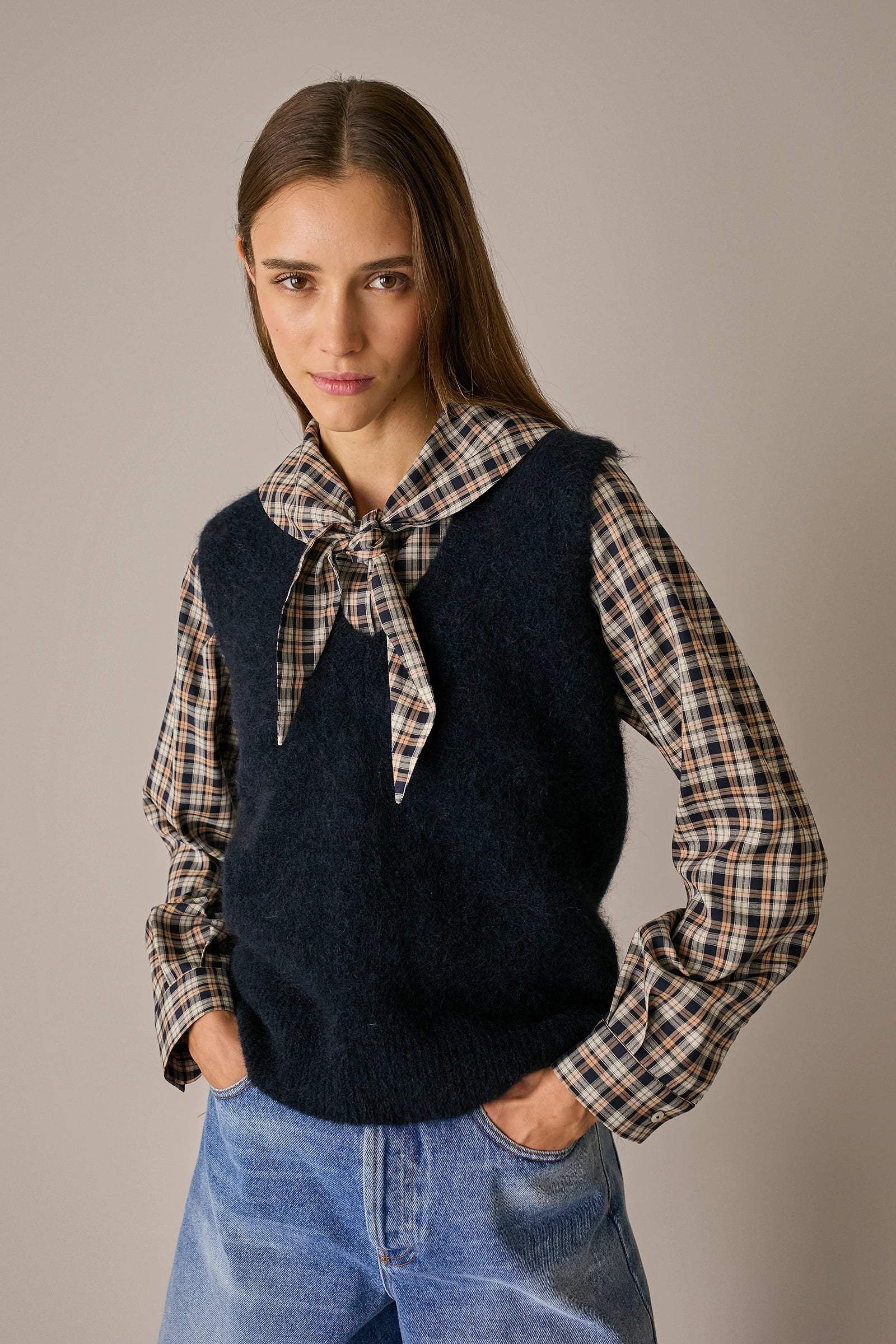 Gilet in mohair con scollo a V