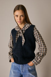 Gilet in mohair con scollo a V