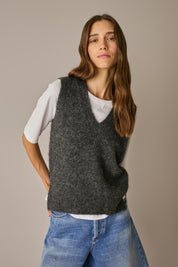 Gilet in mohair con scollo a V