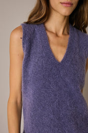 Gilet in mohair con scollo a V