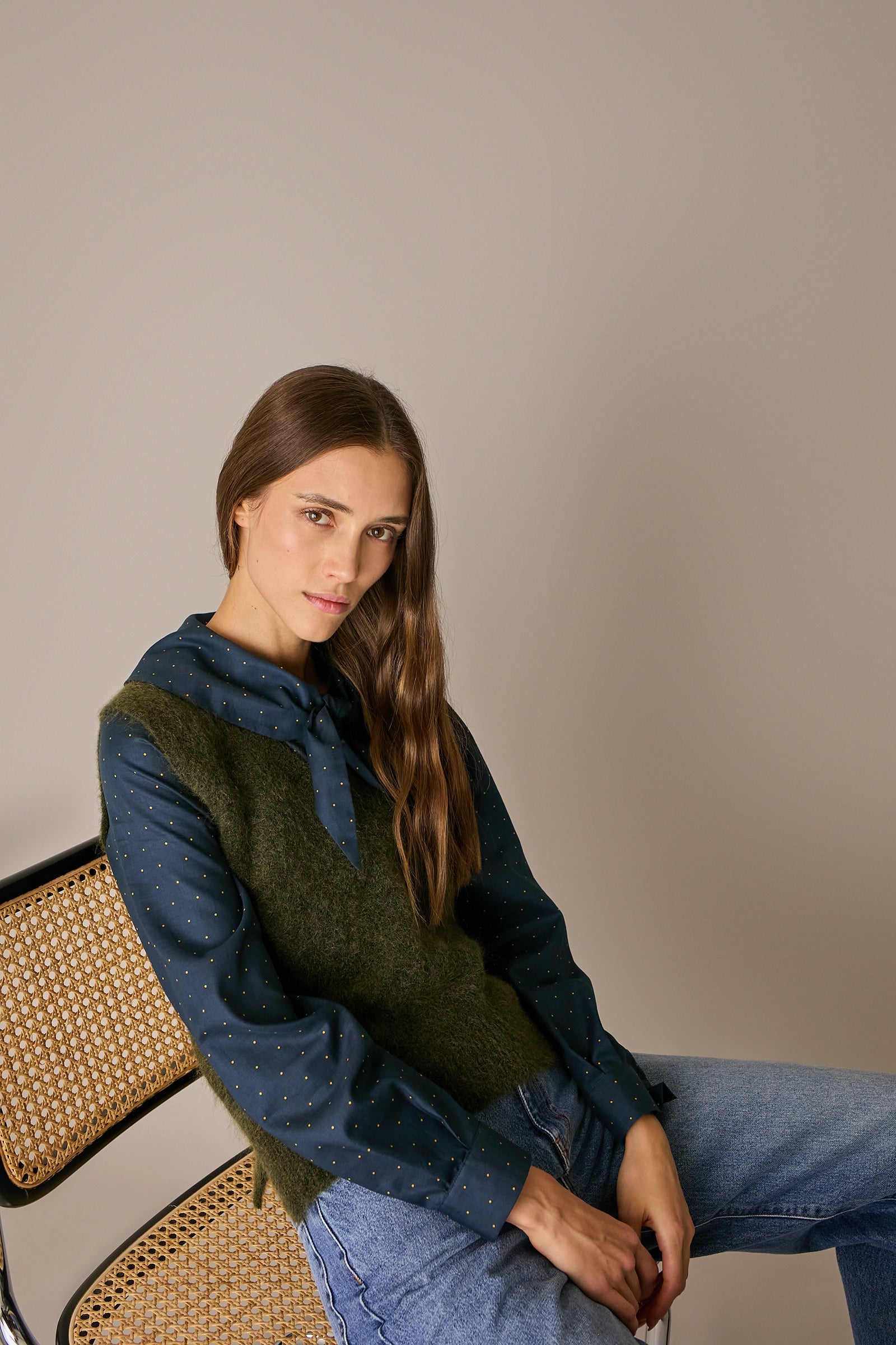Gilet in mohair con scollo a V