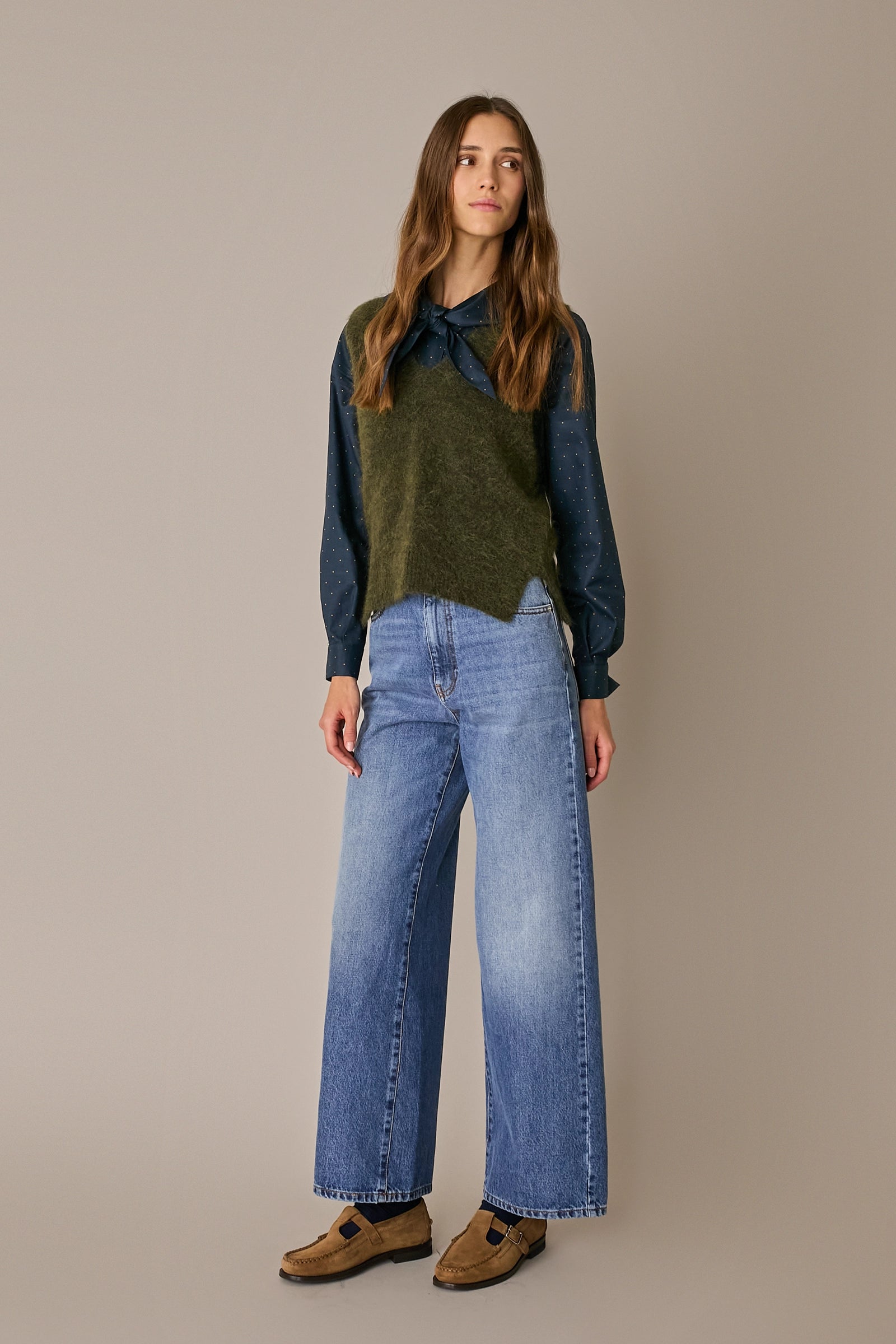 Gilet in mohair con scollo a V