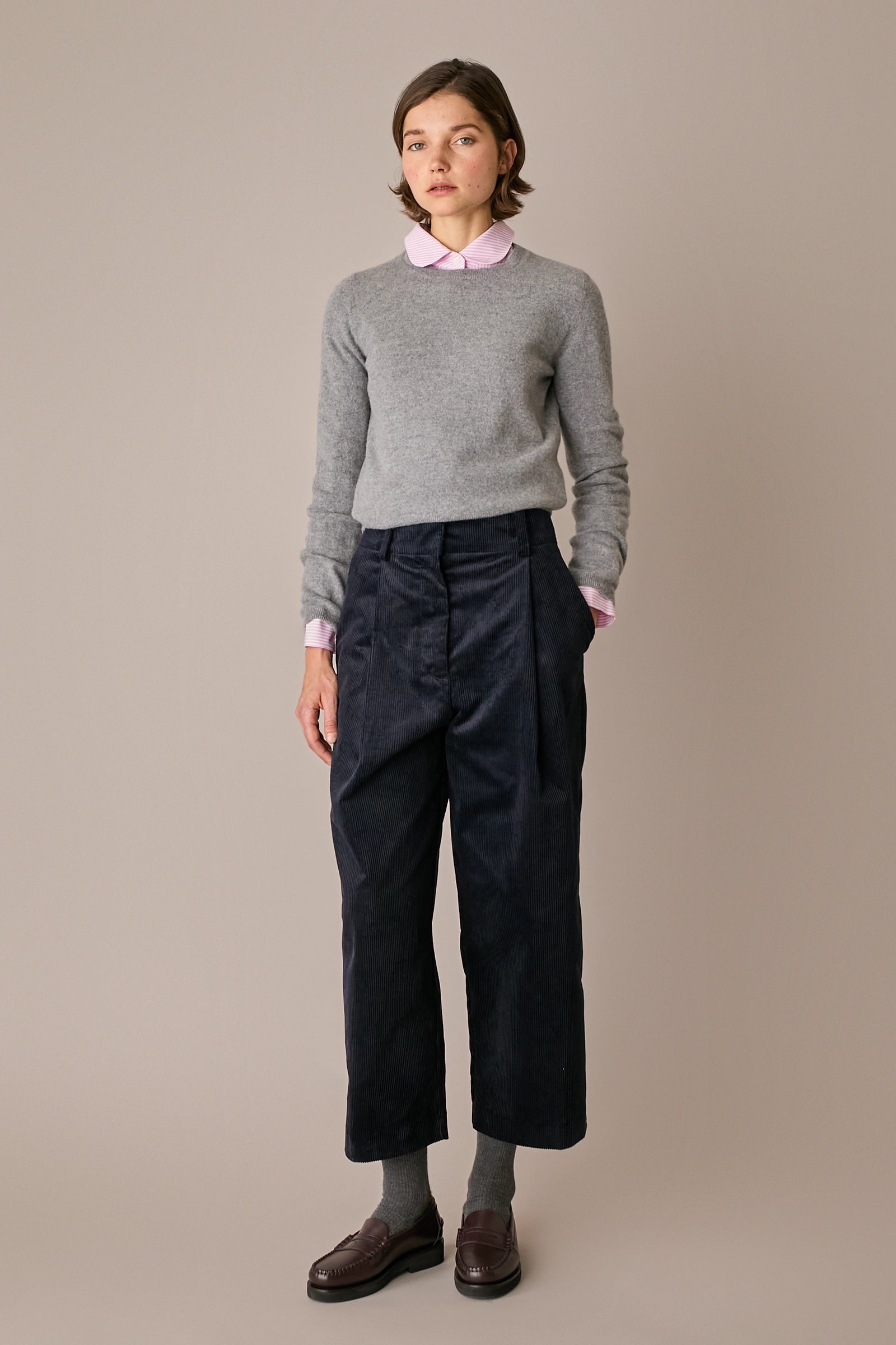 Maglia in lana e cashmere grigio chiaro