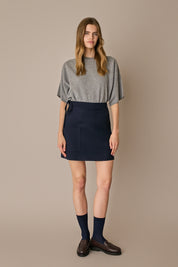 Maglia in lana e cashmere a mezze maniche grigio, mezze maniche e struttura in cashmere