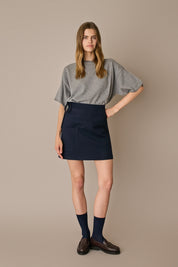 Maglia in lana e cashmere a mezze maniche grigio in cashmere, mezze maniche