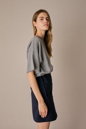 Maglia in lana e cashmere a mezze maniche grigio, in lana e cashmere, mezze maniche