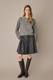 Polo over in alpaca e lana grigio chiaro, in alpaca, spalle scese