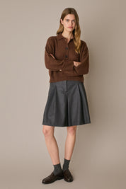 Polo over in alpaca e lana marrone
