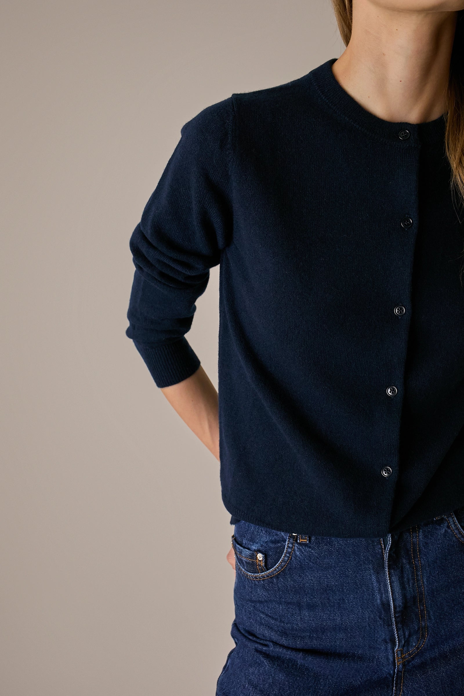 Cardigan in puro cashmere blu navy