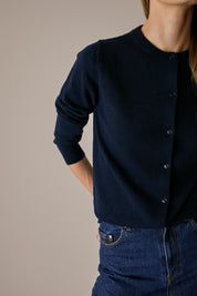 Cardigan in puro cashmere blu navy