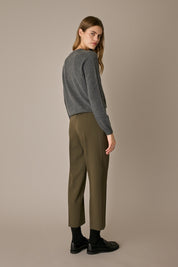 Cardigan in puro cashmere grigio, finitura pulita