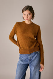 maglia girocollo in alpaca bruciato, polsini alti