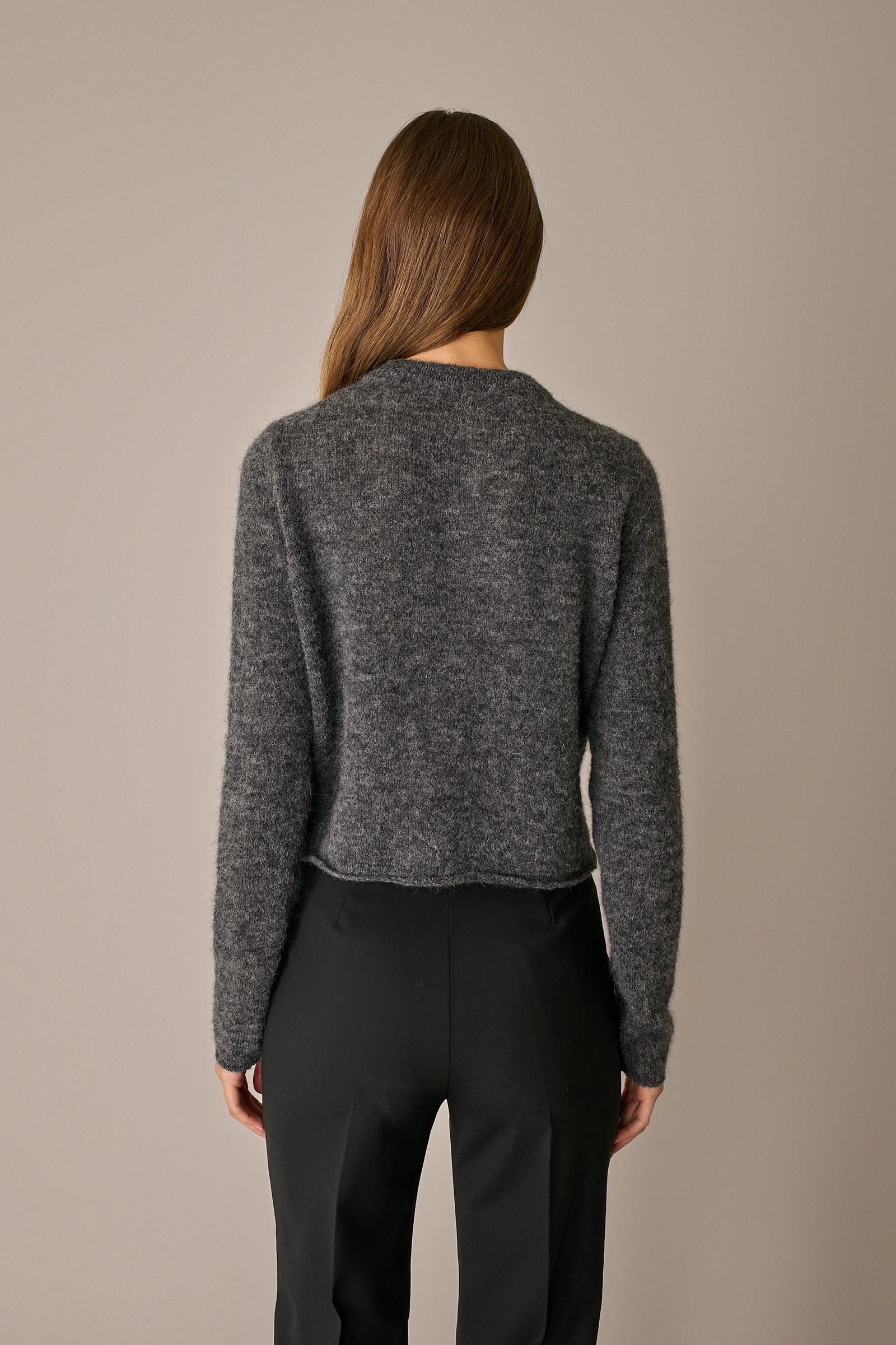 Cardigan girocollo in blend di alpaca